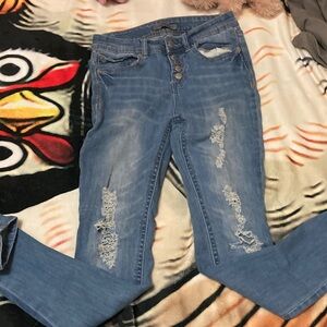 Rue21 Medium Blue Distressed Skinny Jeans